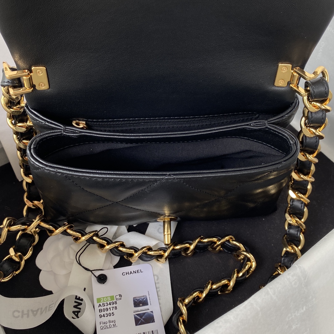 Chanel AS3498 Small Leather Chain Bag Black