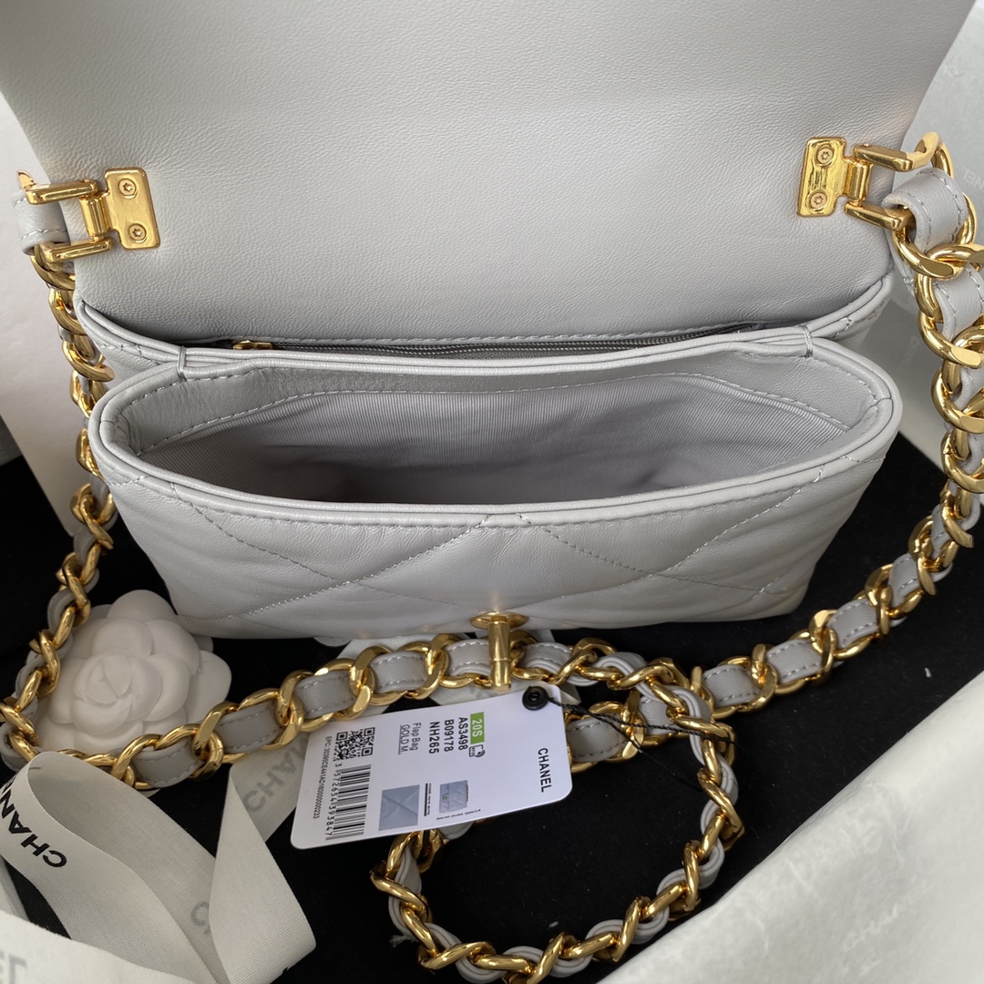 Chanel AS3498 Small Leather Chain Bag Grey