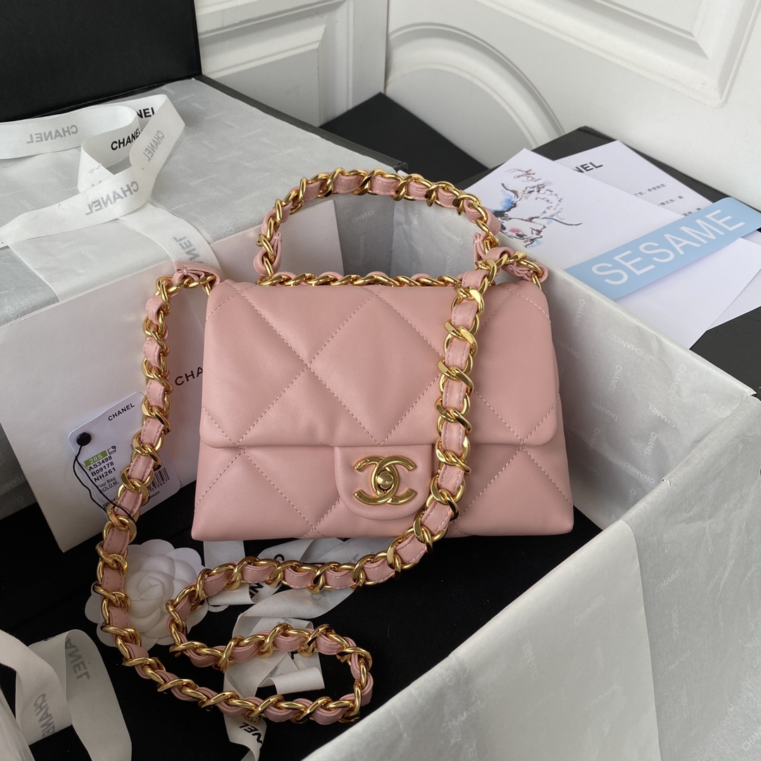 Chanel AS3498 Small Leather Chain Bag Pink