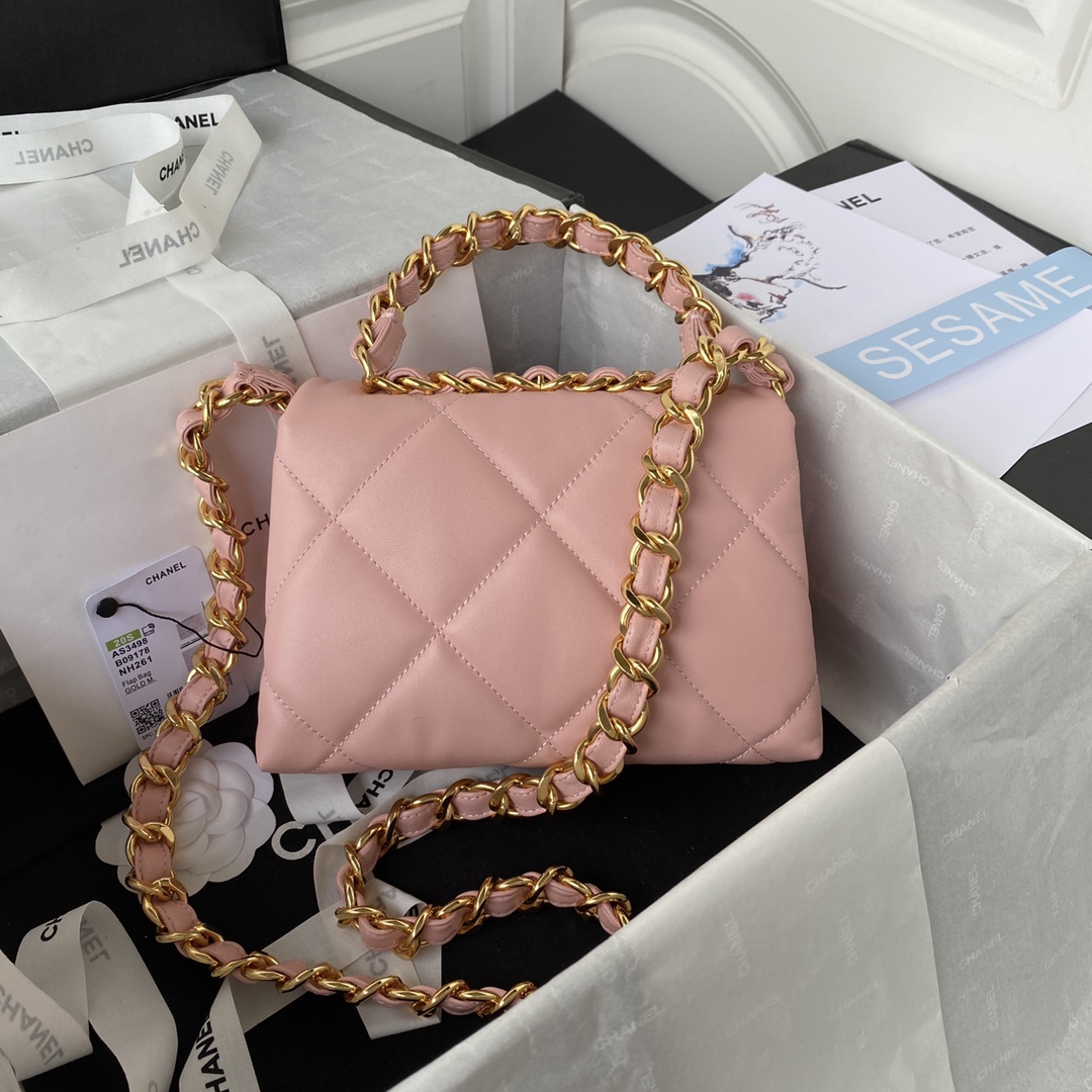 Chanel AS3498 Small Leather Chain Bag Pink