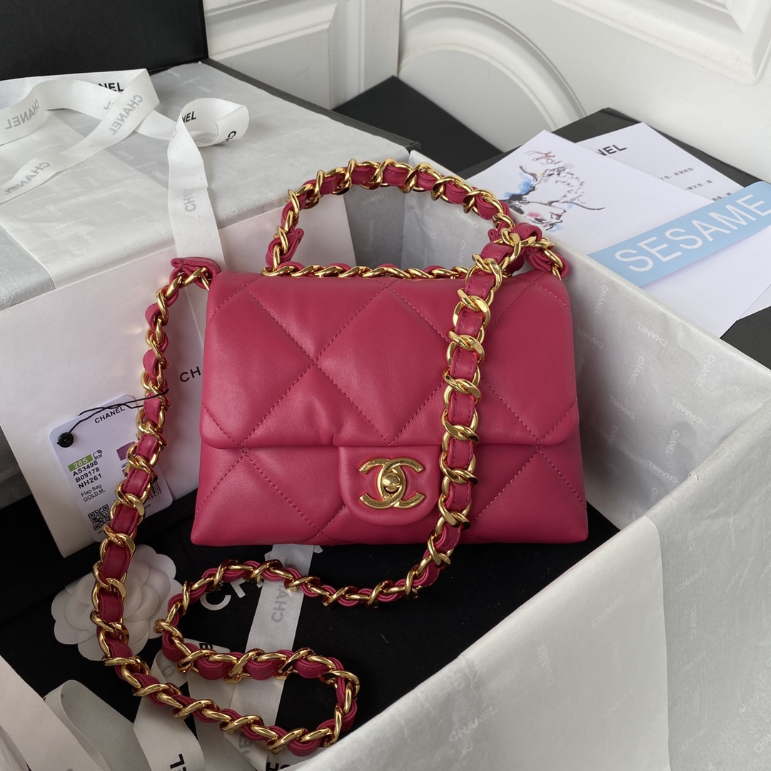 Chanel AS3498 Small Leather Chain Bag Red