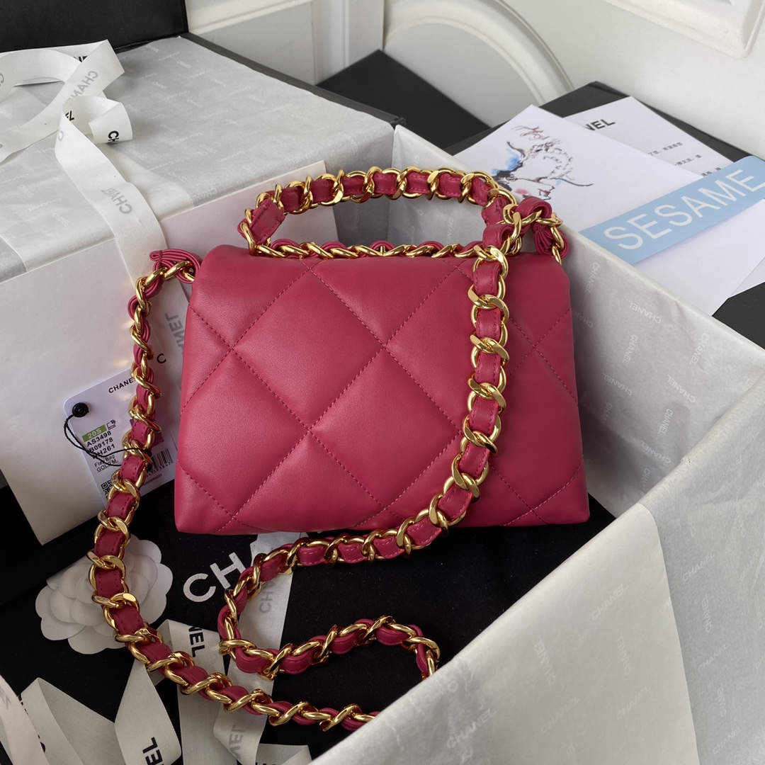 Chanel AS3498 Small Leather Chain Bag Red