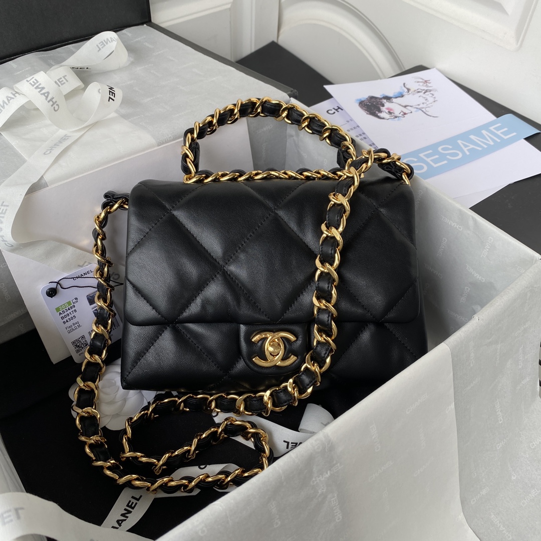 Chanel AS3499 Leather Chain Bag Black