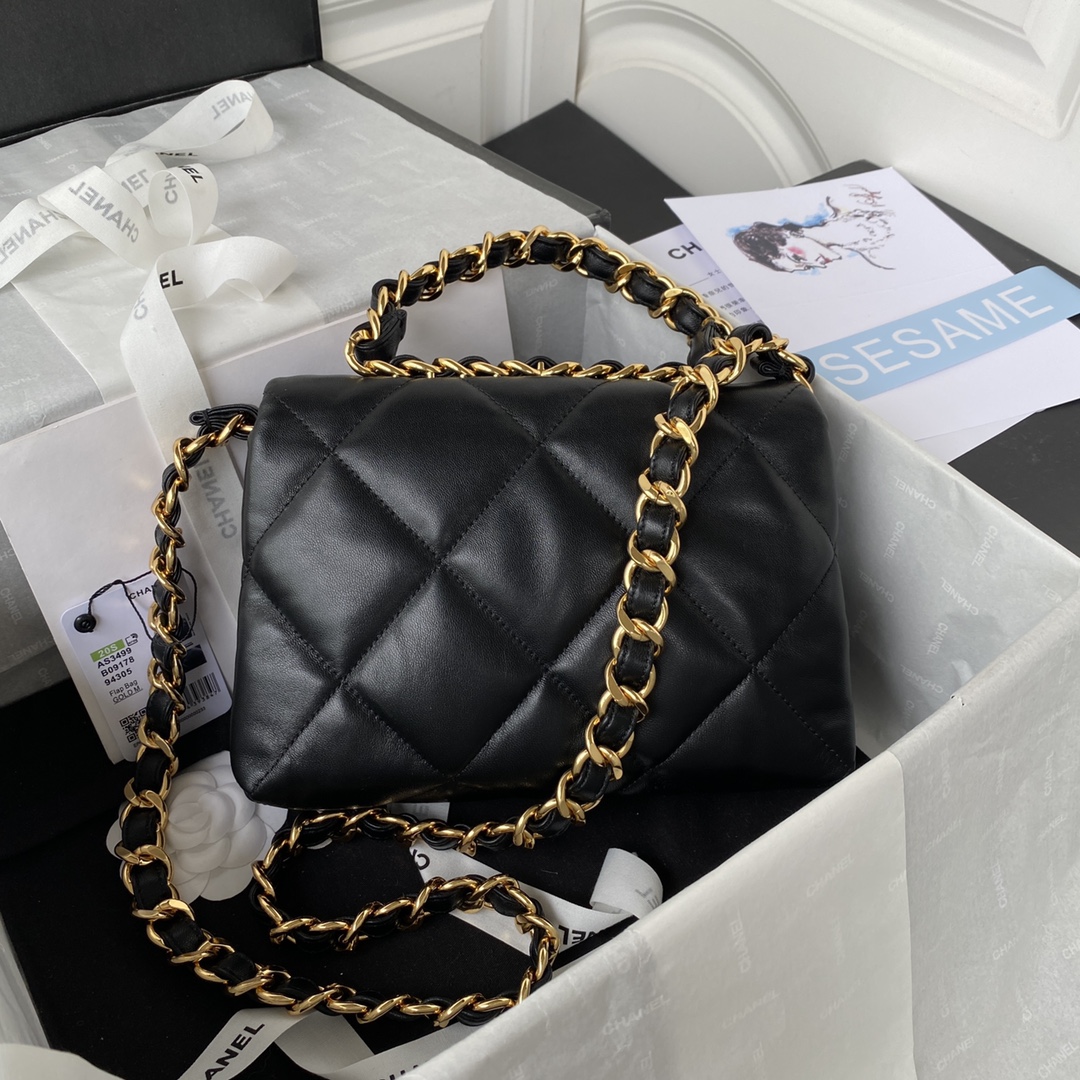 Chanel AS3499 Leather Chain Bag Black