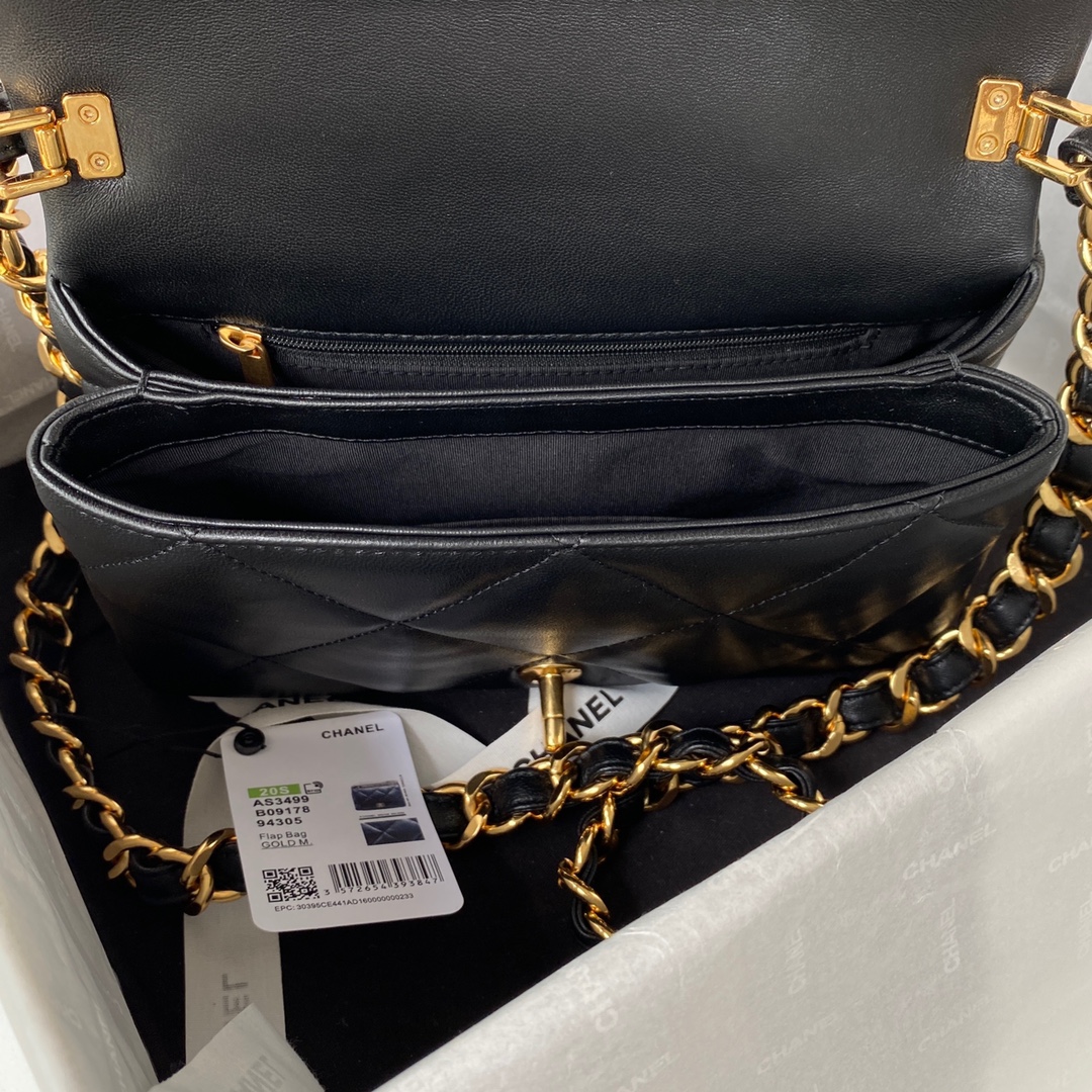 Chanel AS3499 Leather Chain Bag Black