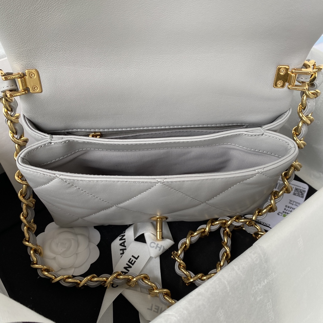 Chanel AS3499 Leather Chain Bag Grey