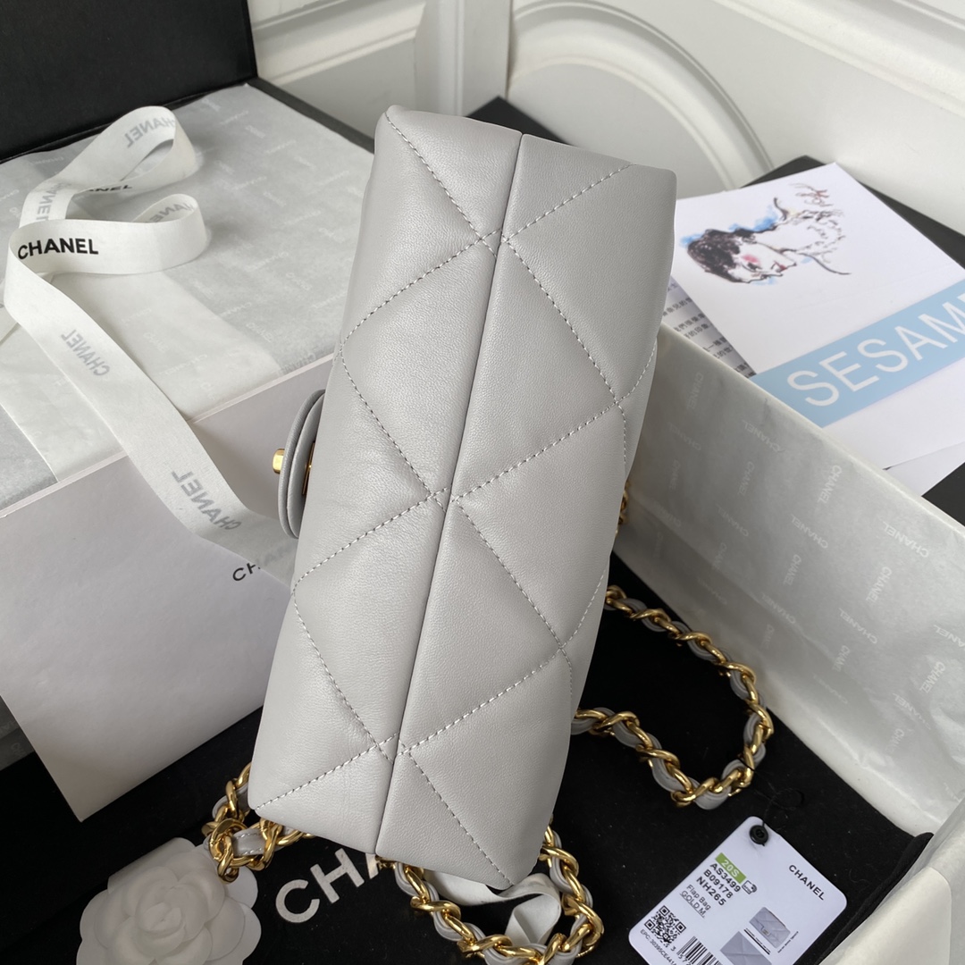 Chanel AS3499 Leather Chain Bag Grey