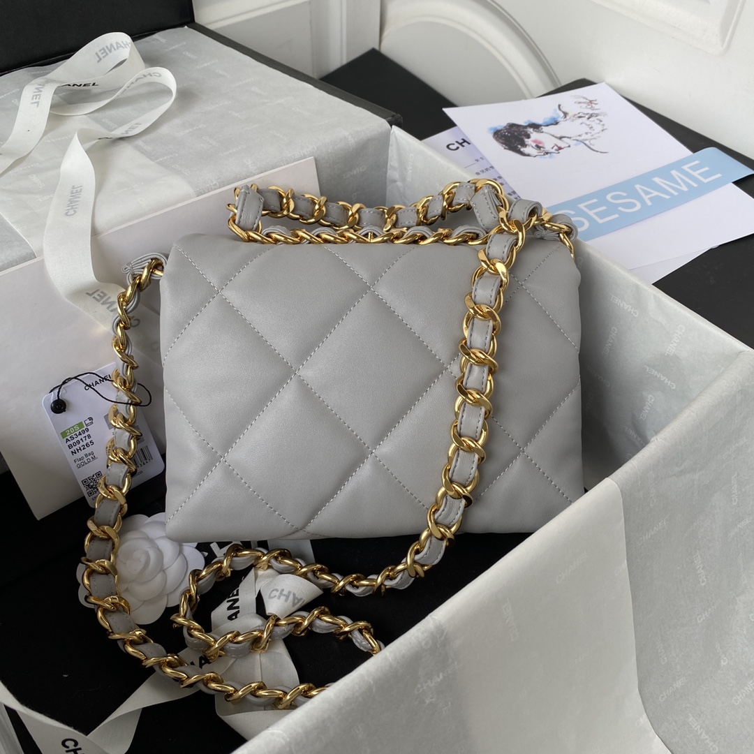 Chanel AS3499 Leather Chain Bag Grey