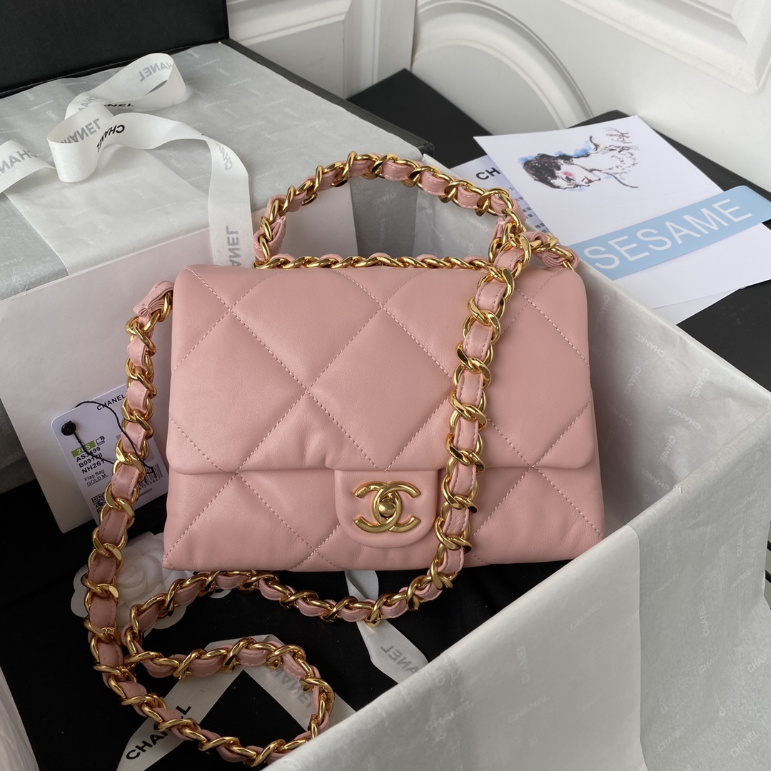 Chanel AS3499 Leather Chain Bag Pink