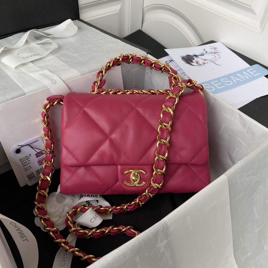 Chanel AS3499 Leather Chain Bag Red