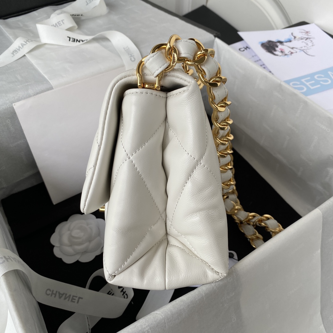 Chanel AS3499 Leather Chain Bag White