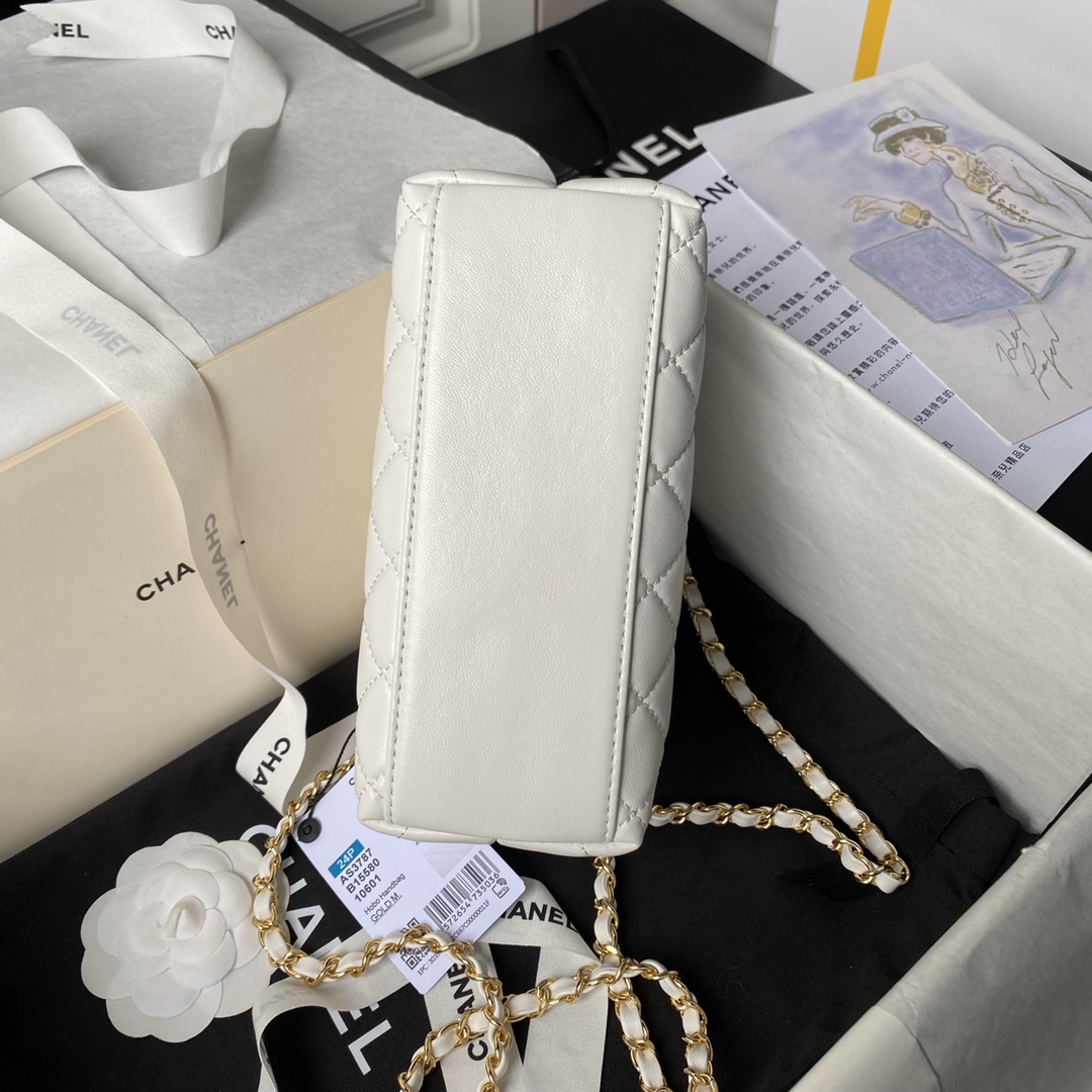 Chanel AS3787 24P Hobo Bag White