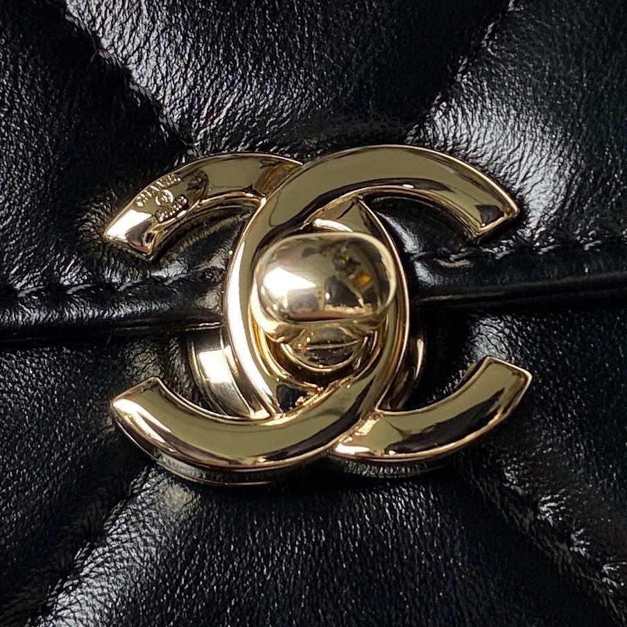 Chanel AS4469 Chanel Mini Box Bag in Shiny Calfskin Black