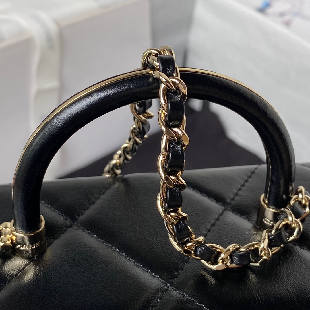 Chanel AS4469 Chanel Mini Box Bag in Shiny Calfskin Black