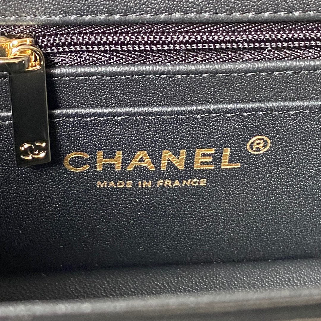 Chanel AS4469 Chanel Mini Box Bag in Shiny Calfskin Black