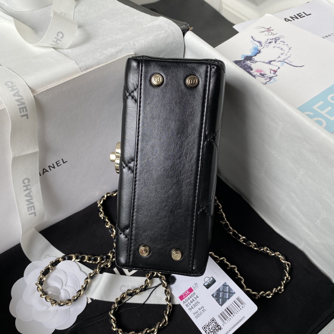 Chanel AS4469 Chanel Mini Box Bag in Shiny Calfskin Black
