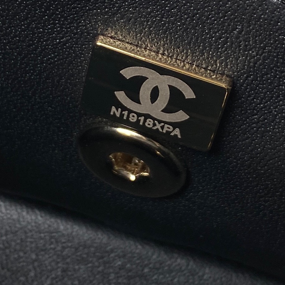 Chanel AS4469 Chanel Mini Box Bag in Shiny Calfskin Black