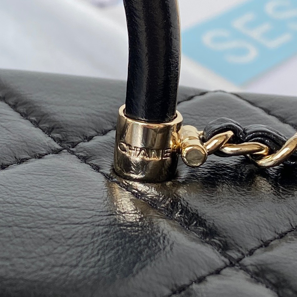 Chanel AS4471 Matelasse Box Bag in Shiny Calfskin Black