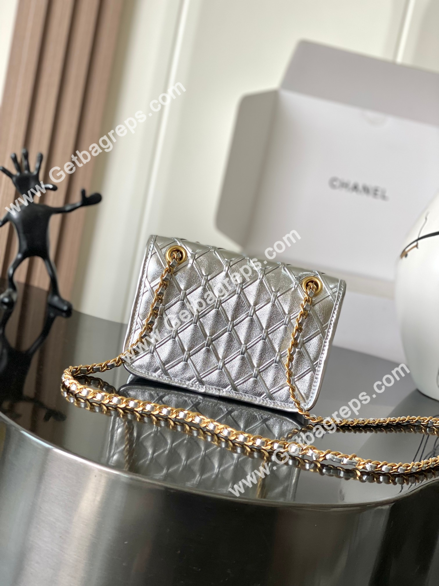 Chanel AS4797 Mini Flap Bag Silver