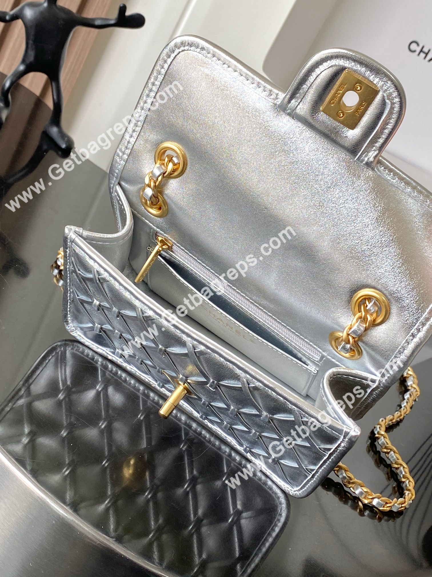Chanel AS4797 Mini Flap Bag Silver