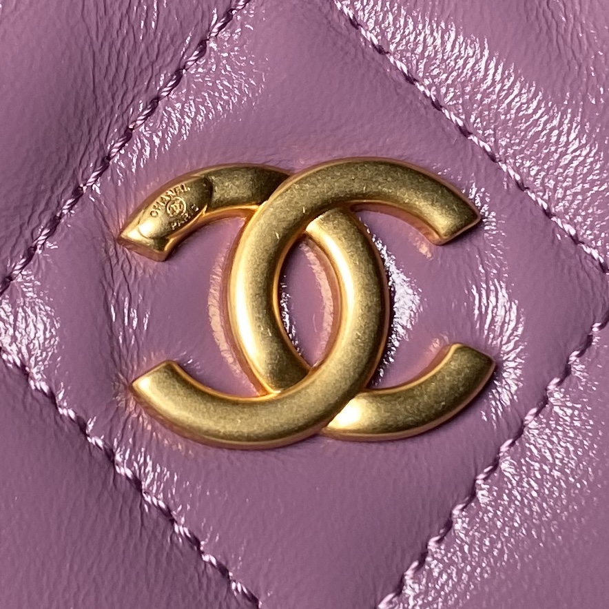 Chanel AS4922  Small Hobo Bag Shiny lambskin  Gold Tone Metal Purple