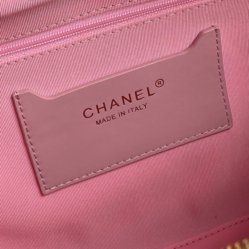 Chanel AS4933 Bowling Bag Shiny Crumpled Lambskin Gold-Tone Metal Pink