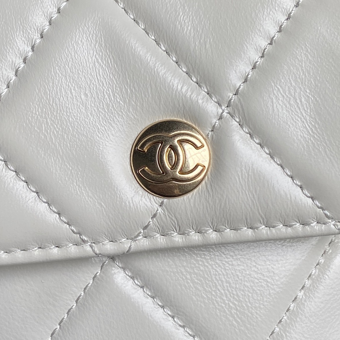 Chanel AS4933 Bowling Bag Shiny Crumpled Lambskin Gold-Tone Metal White