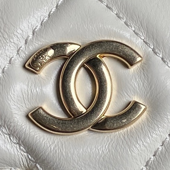 Chanel AS4933 Bowling Bag Shiny Crumpled Lambskin Gold-Tone Metal White