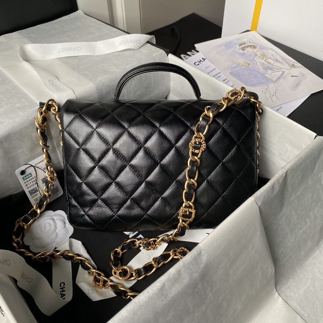 Chanel AS4993 Top Handle Messenger Black