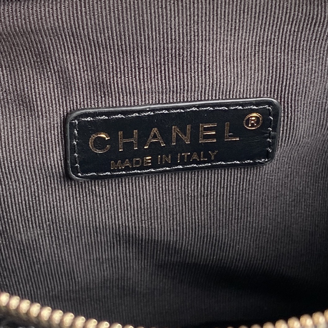 Chanel AS5156 Camera Case Shiny Crumpled Lambskin Gold-Tone Metal Black