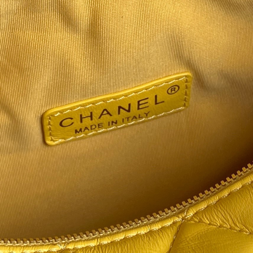 Chanel AS5156 Camera Case Shiny Crumpled Lambskin Gold-Tone Metal Yellow