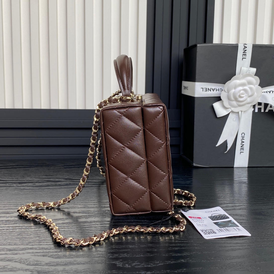 Chanel AS5167 Mini Box Bag Lambskin Gold-Tone Metal Brown