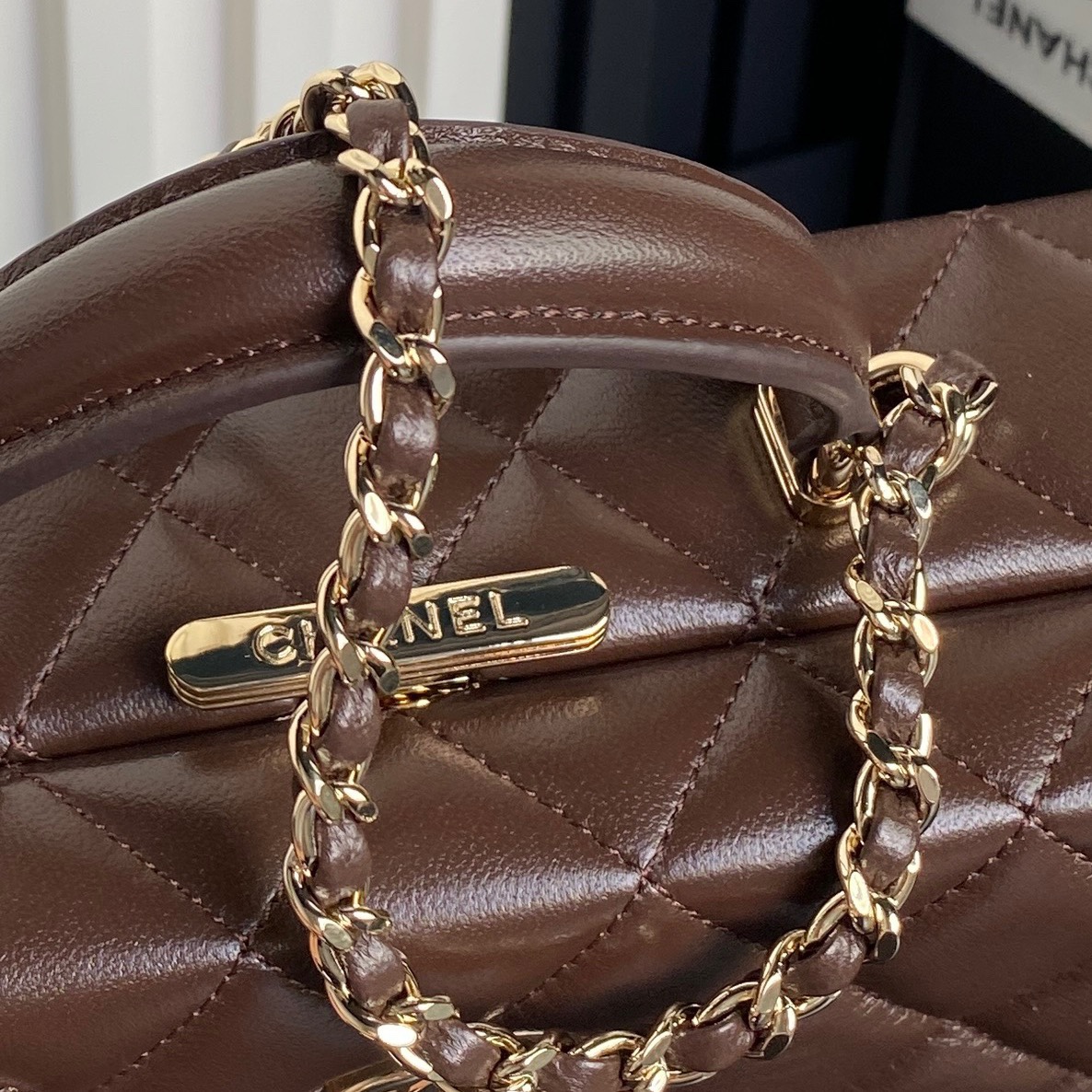 Chanel AS5167 Mini Box Bag Lambskin Gold-Tone Metal Brown