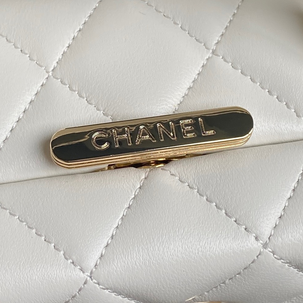 Chanel AS5167 Mini Box Bag Lambskin Gold-Tone Metal White