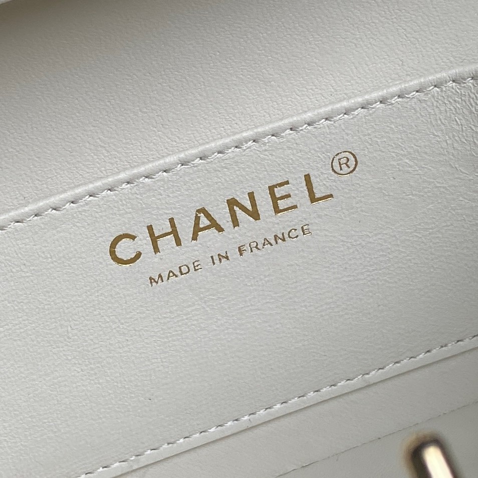Chanel AS5167 Mini Box Bag Lambskin Gold-Tone Metal White