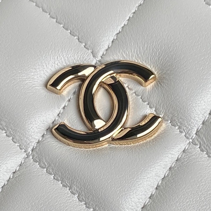 Chanel AS5167 Mini Box Bag Lambskin Gold-Tone Metal White