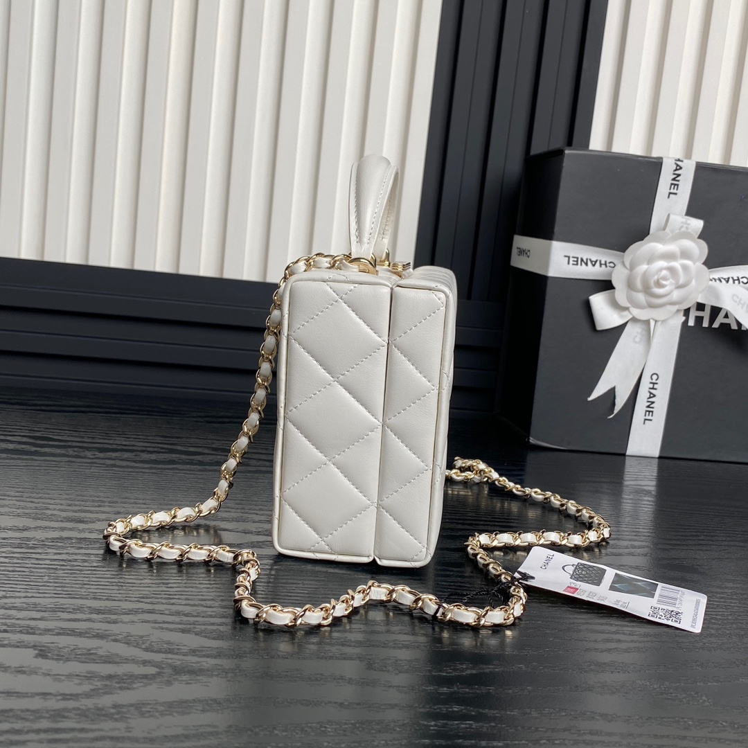 Chanel AS5167 Mini Box Bag Lambskin Gold-Tone Metal White