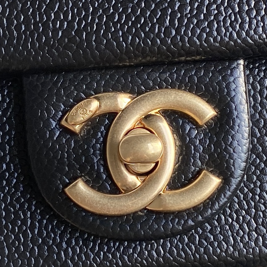 Chanel AS5180 Small Flap Bag Grained Shiny Calfskin Gold-Tone Metal Black