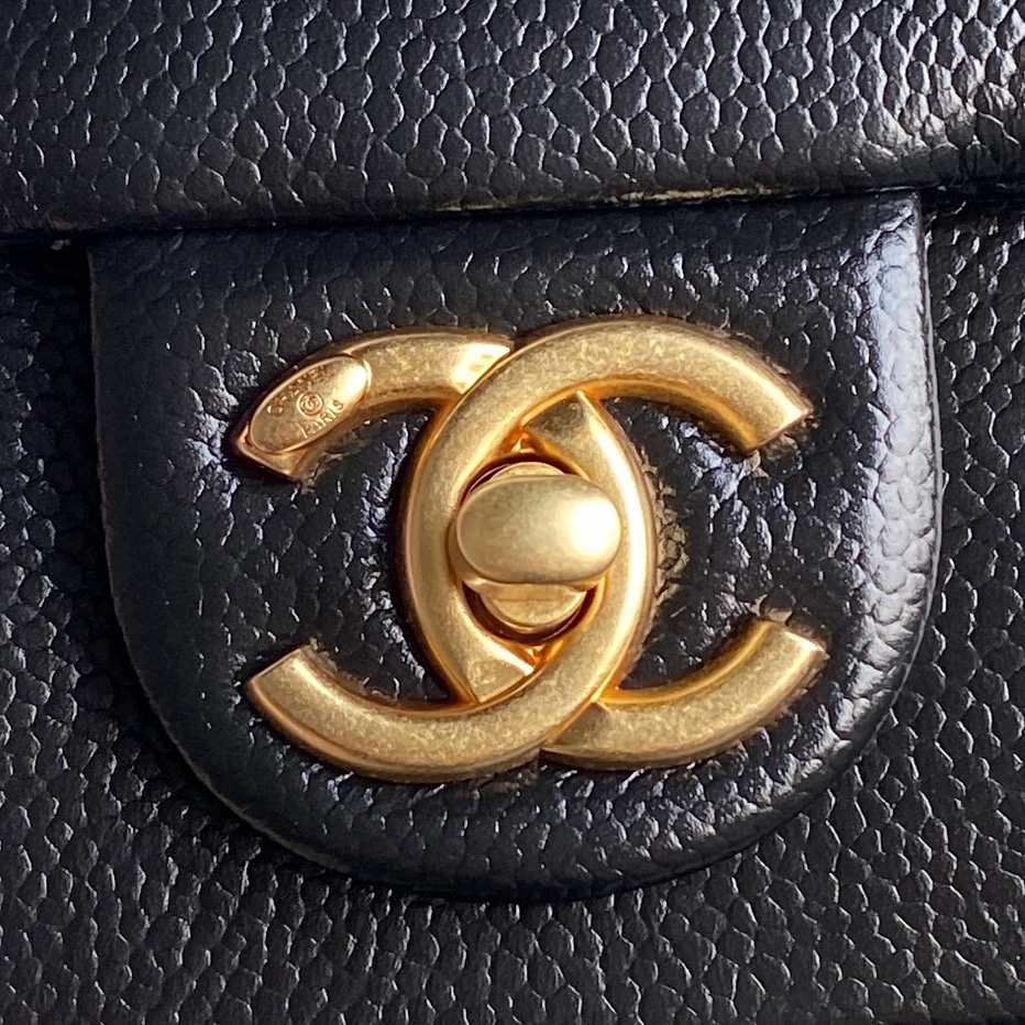 Chanel AS5218 Mini Flap Bag Grained Shiny Calfskin Gold-Tone Metal Black