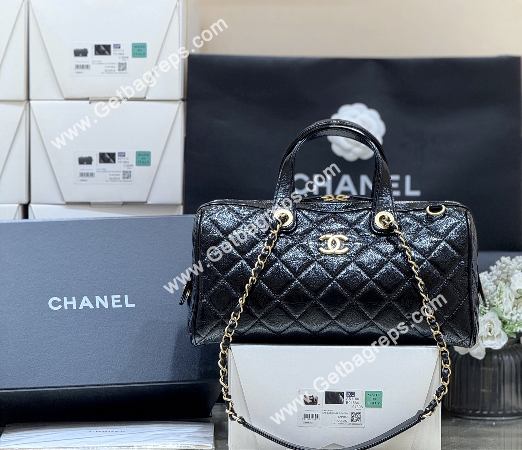 Chanel AS5579 Large Bowling Bag Black