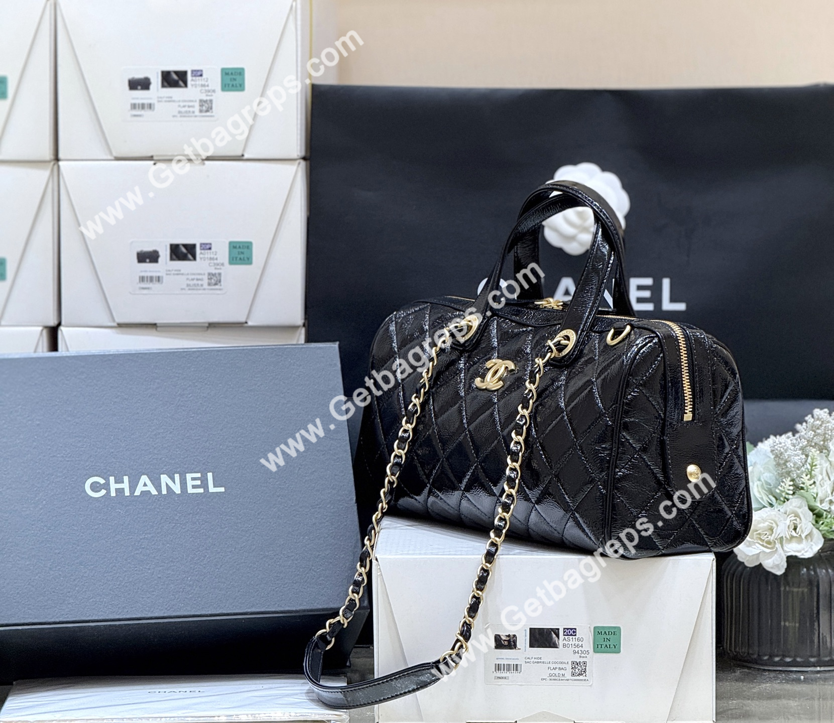 Chanel AS5579 Large Bowling Bag Black