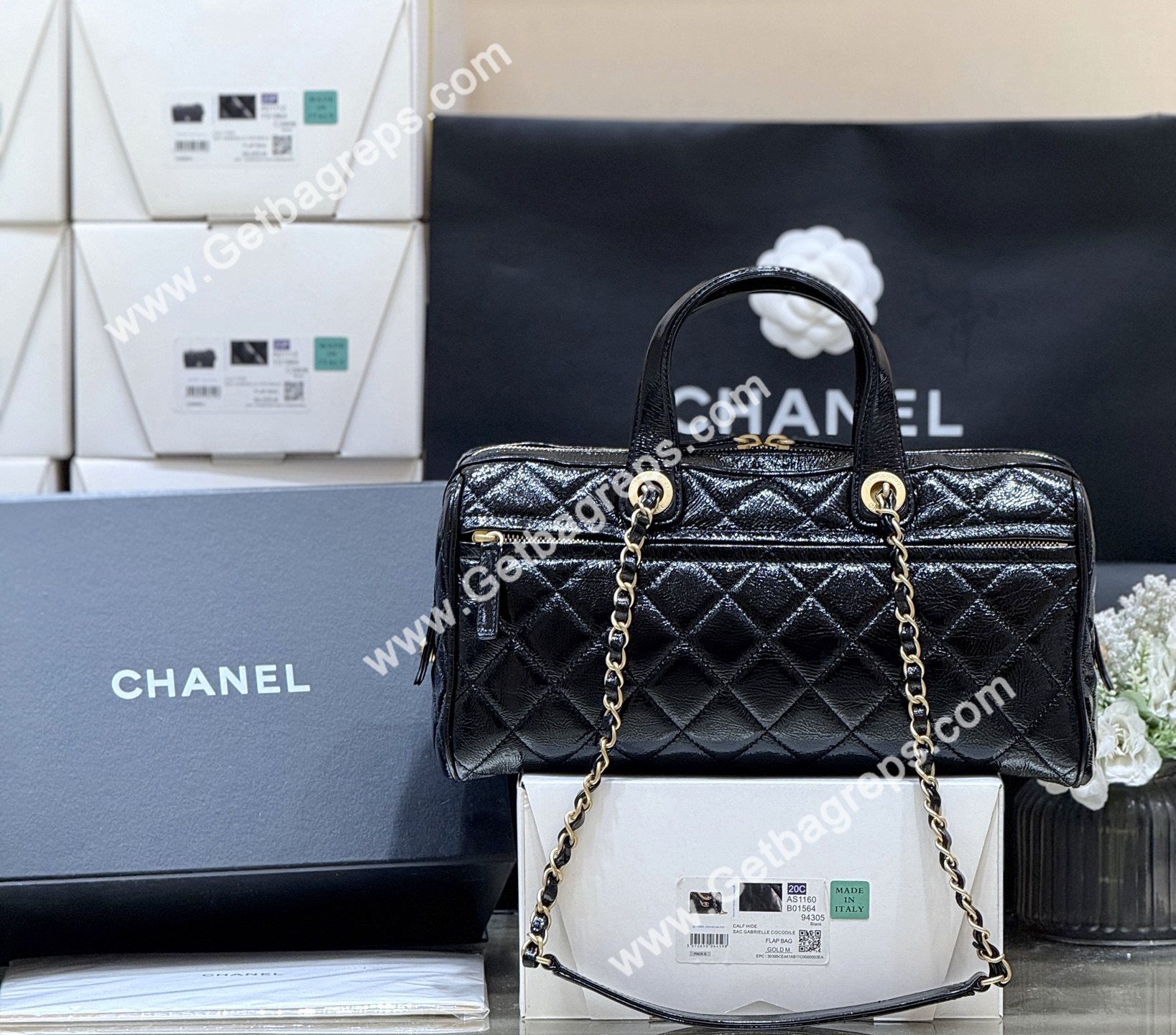 Chanel AS5579 Large Bowling Bag Black