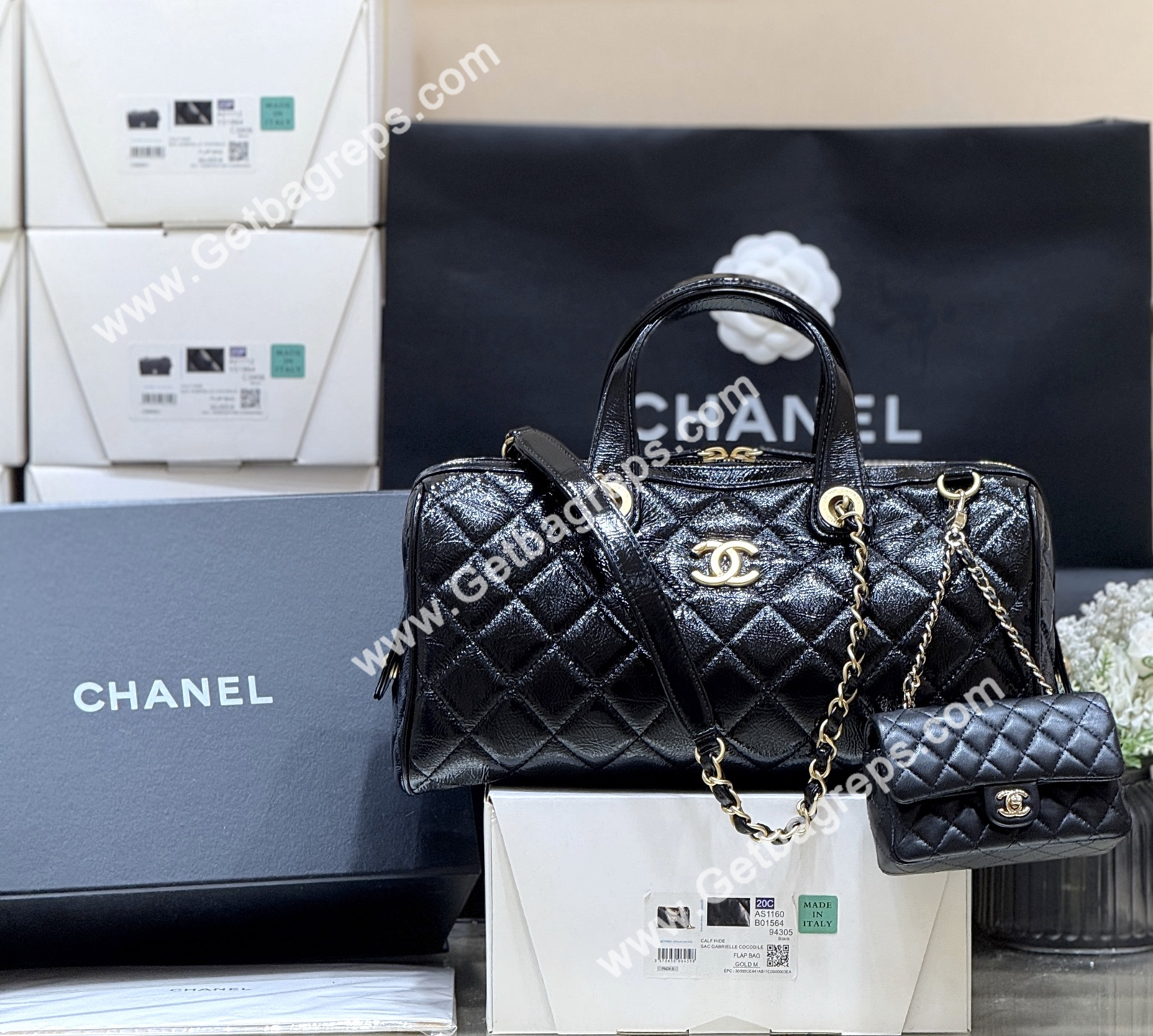 Chanel AS5579 Large Bowling Bag Black