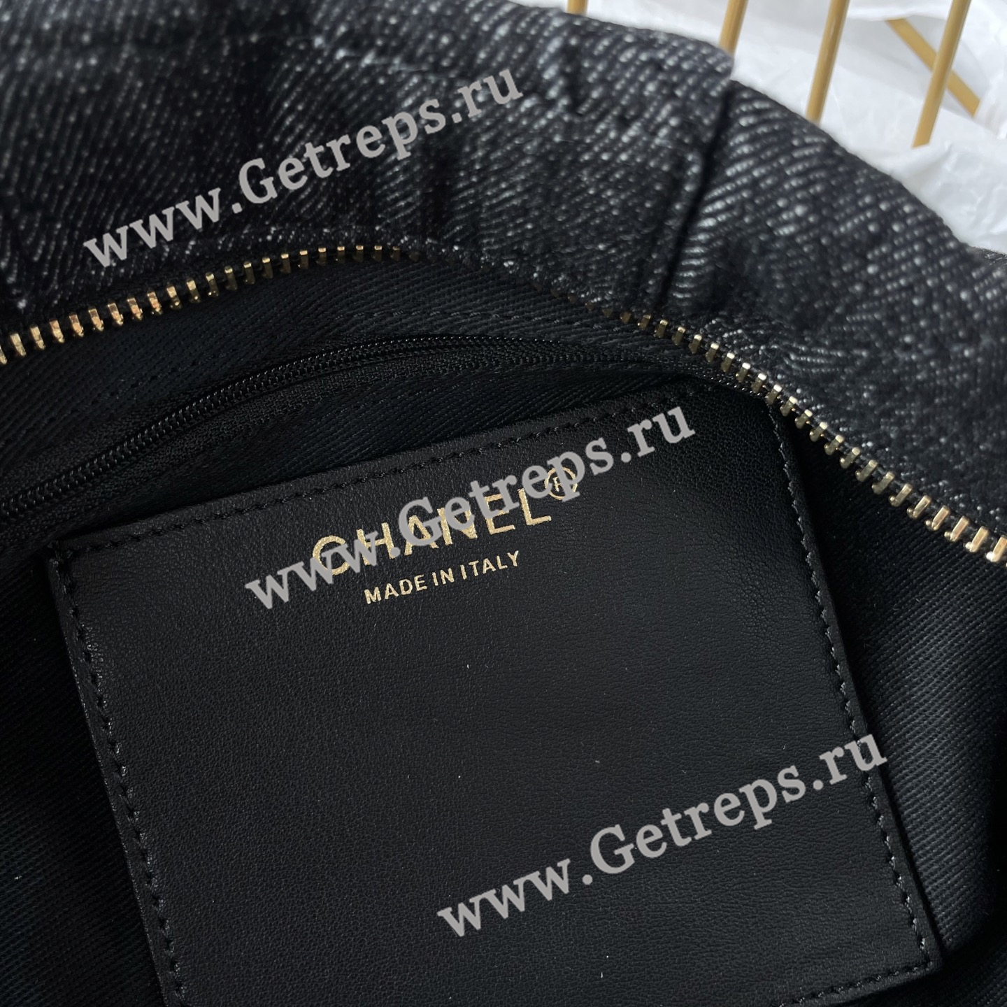 Chanel AS5849 Large Bow Bag Black Denim