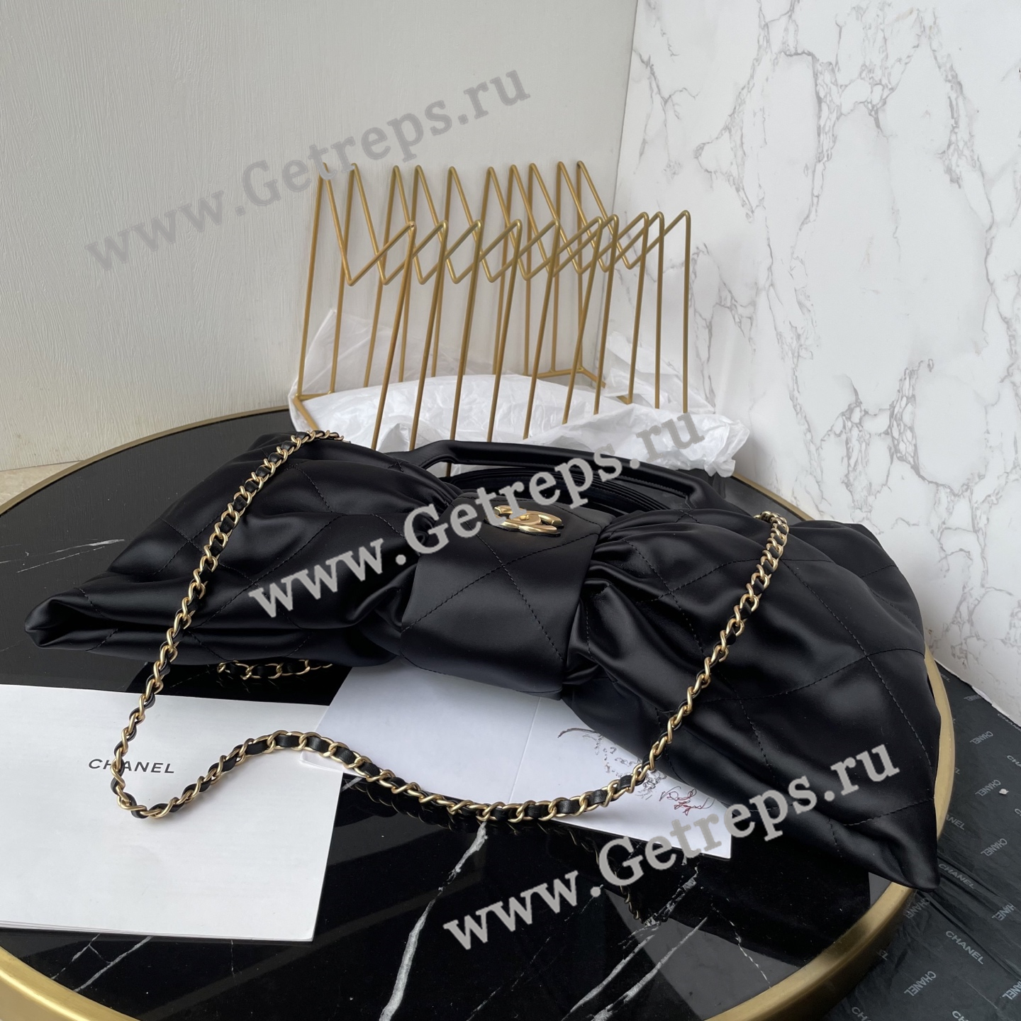 Chanel AS5849 Large Bow Bag Black Leather
