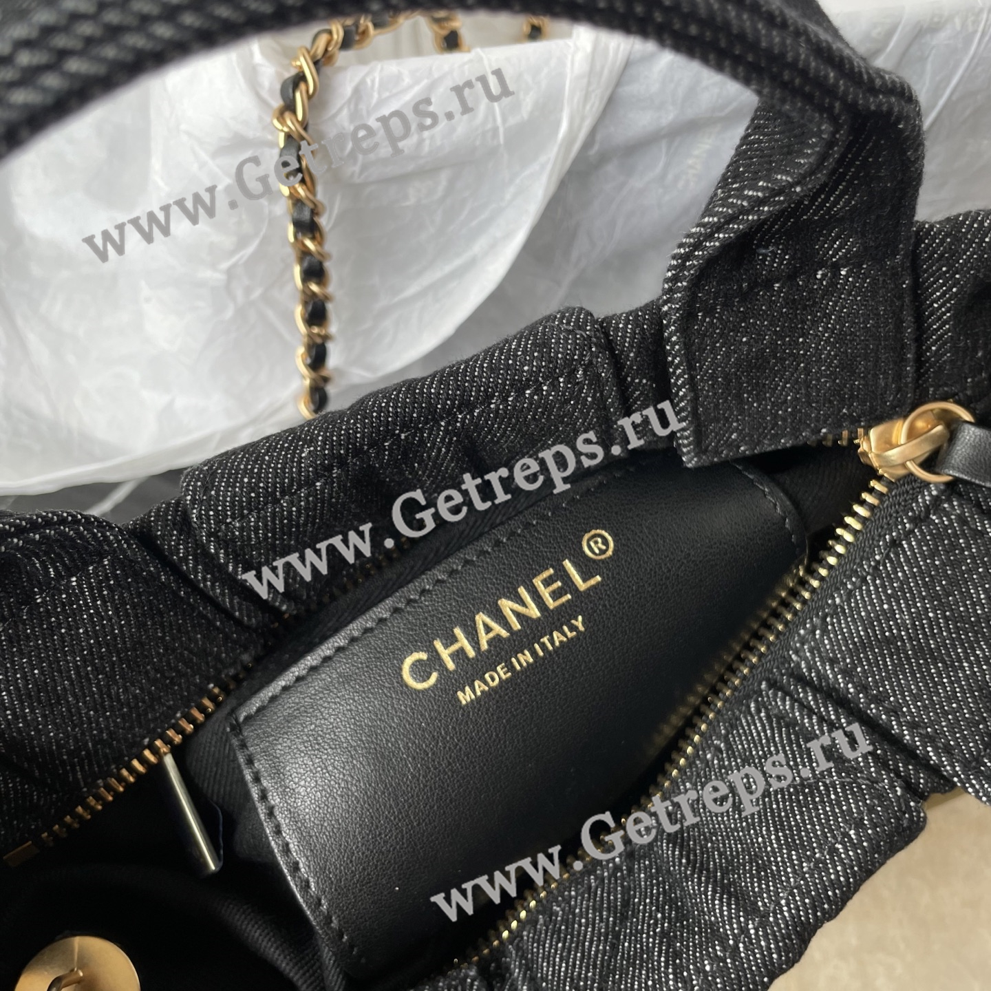 Chanel AS5849 Mini Bow Bag Black Denim