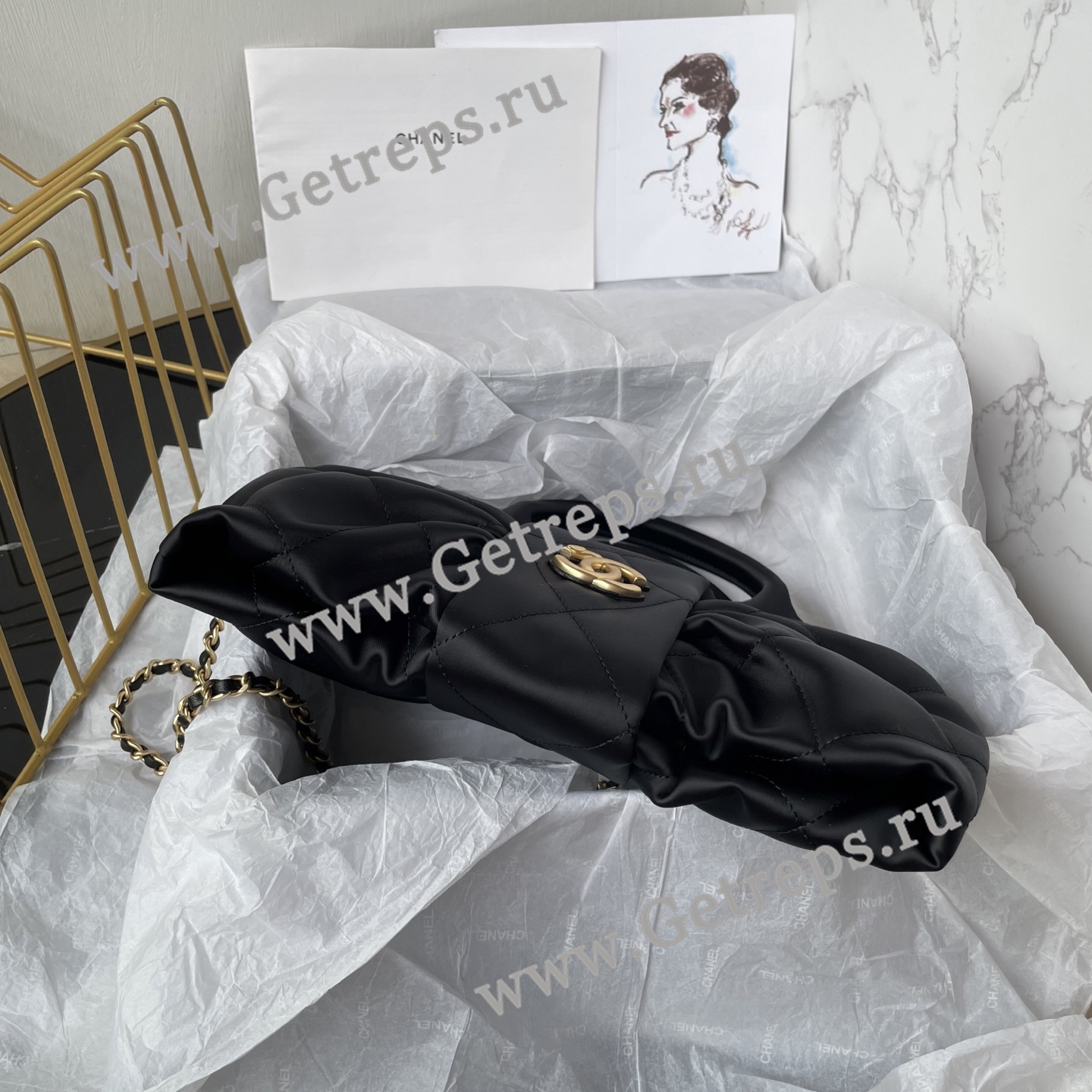 Chanel AS5849 Mini Bow Bag Black Leather