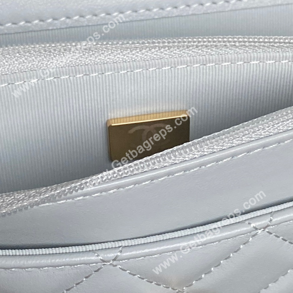 Chanel Ap3938 Wallet on chain Shiny Lambskin Gold-Tone Metal Blue