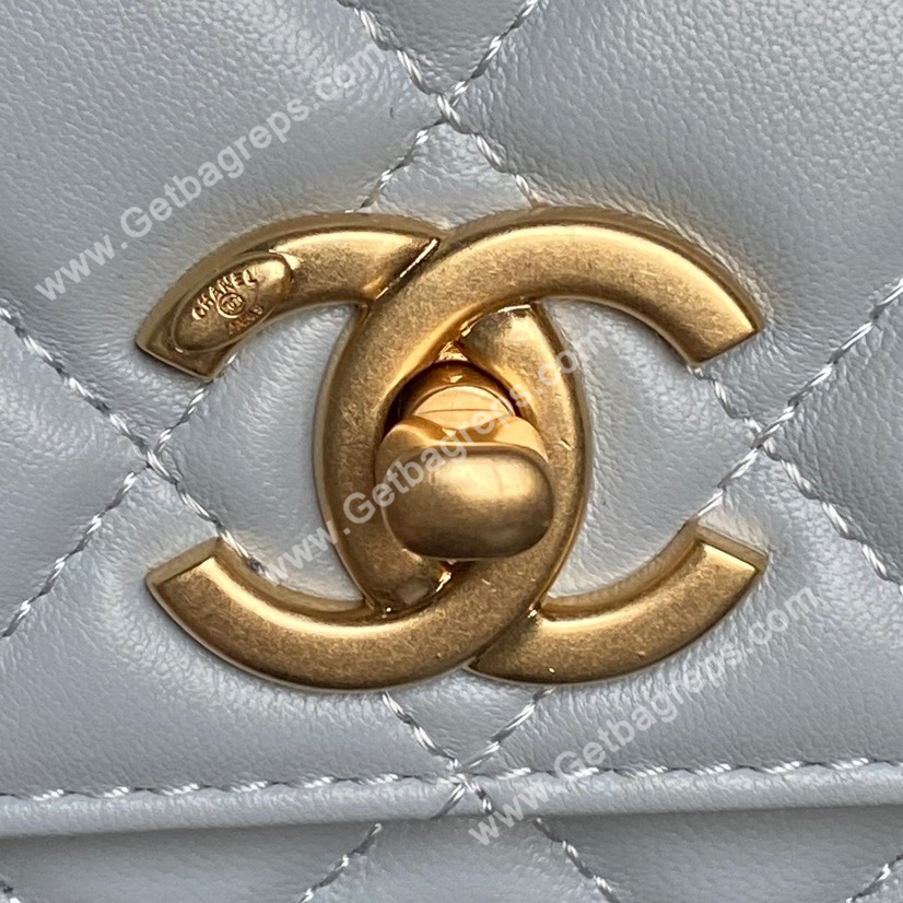 Chanel Ap3938 Wallet on chain Shiny Lambskin Gold-Tone Metal Blue