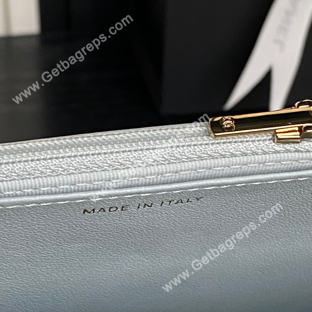 Chanel Ap3938 Wallet on chain Shiny Lambskin Gold-Tone Metal Blue